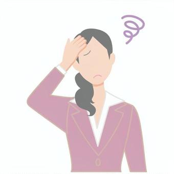 頭に手をやるスーツの女性 頭に手をやるスーツの女性 悩む,困る,トラブル,1人,上半身,人,人物,女性,30代,40代のイラスト素材