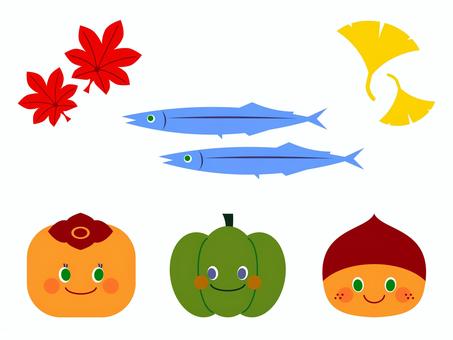 Hình minh họa, bí đỏ, cây bạch quả, màu sắc mùa thu, 