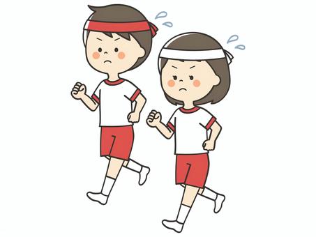 リレーで走る体操服のこどもたち 走る,運動,リレー,運動会,子供,こども,女の子,男の子,男女,競争のイラスト素材