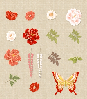 着物の柄 柄,着物,模様,蝶々,蝶,牡丹,桜,フジ,藤,花のイラスト素材