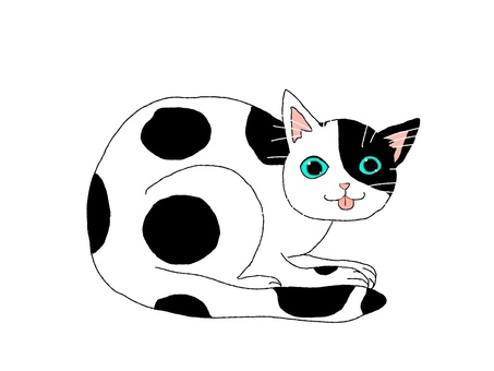 いたずらっ子ネコ ネコ,白黒,カワイイ,ペット,動物,舌,青色,いたずらっ子のイラスト素材
