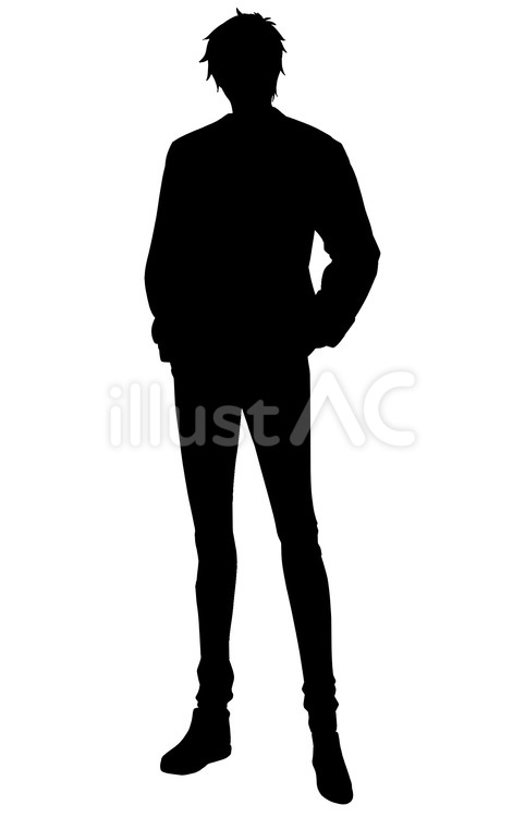 男　シルエット 男,シルエット,立ち絵のイラスト素材