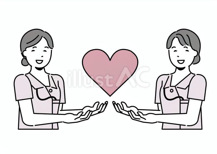 ハートを持つ看護師さん 病院,医療,女性のイラスト素材