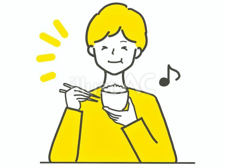 ご飯を美味しく食べる男性 男性,男の人,シンプルのイラスト素材