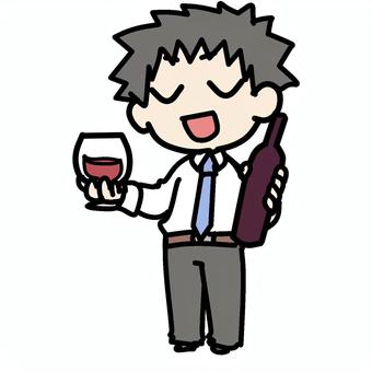 Illustration, male, wine, dry, 