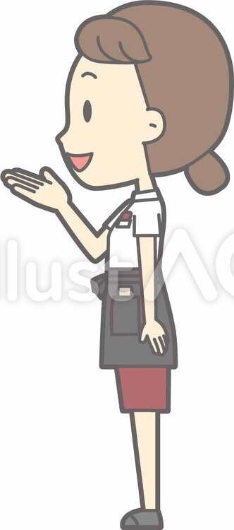 ウエイトレスa-案内左横-全身 ウエイトレス,シンプル,かわいいのイラスト素材