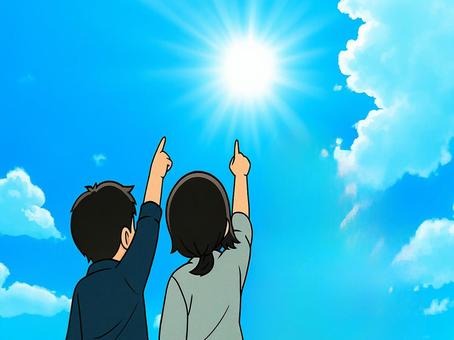 未来を見つめる2人の後ろ姿