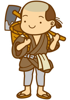 農民男性-4c 農民,農業,時代劇,江戸時代,仕事,職業,鍬,籠,背負子,手ぬぐいのイラスト素材