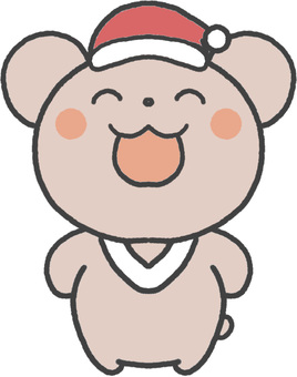 サンタ帽を被ったツキノワグマのイラスト クリスマス,サンタ帽,サンタクロース,12月,ツキノワグマ,茶色,オレンジ,クマ,ゆるい,くまのイラスト素材