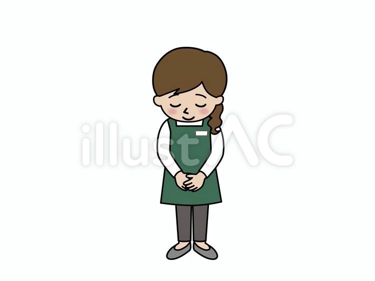 お辞儀をする女性の店員さん03 店員,スーパー,女性のイラスト素材