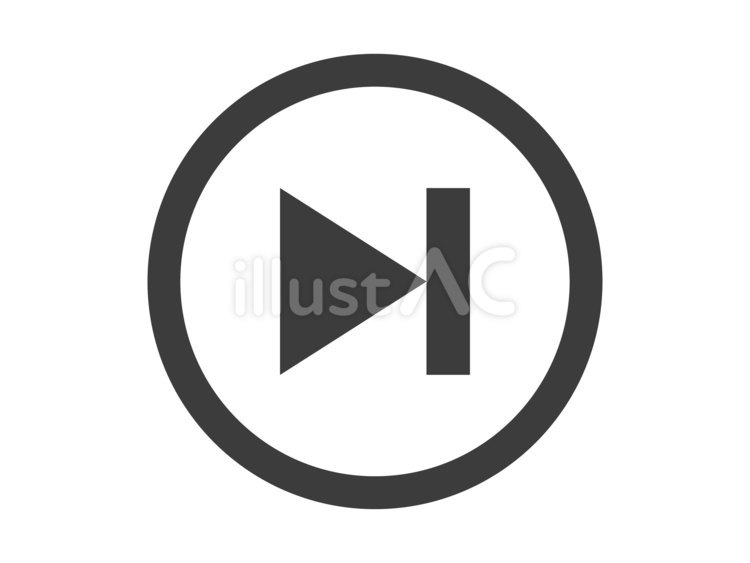 次曲ボタン（黒枠） 再生,次へ,次曲のイラスト素材