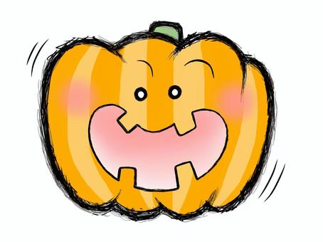 ハロウィン用イラスト 大かぼちゃ0125 ハロウィン,かぼちゃ,とぼけた顔,大きな口,ゆるキャラのイラスト素材