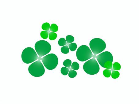 レトロな雰囲気の四つ葉のクローバーセット クローバー,四葉,葉っぱ,レトロ,かわいい,緑,草,シロツメグサ,幸運,ラッキーのイラスト素材