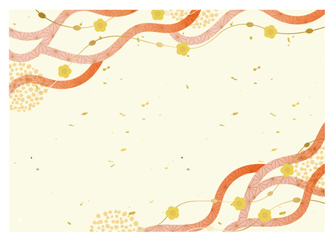 2026年　午年用年賀状素材58 お正月,背景,フレーム,丑年,和紙,年賀状,イメージ,あしらい,１月,新年のイラスト素材