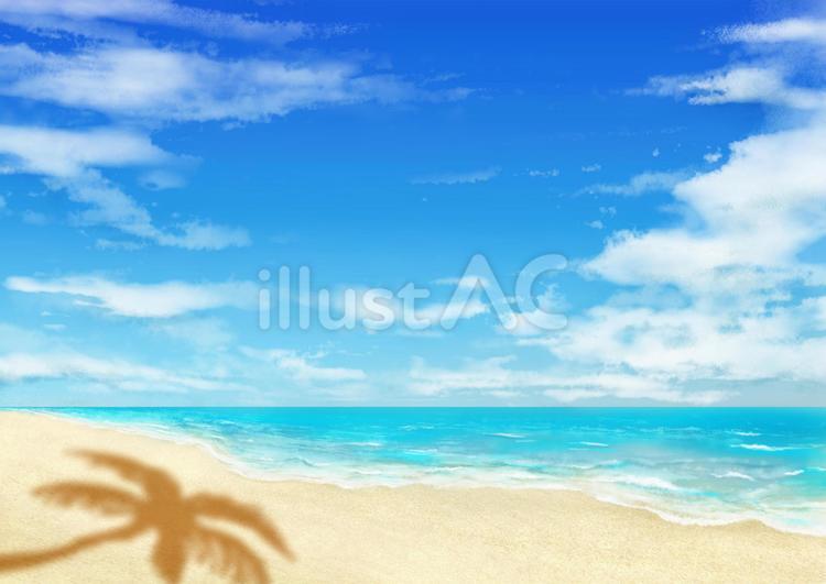 青い空と海の背景 椰子の影付き 海,夏,空のイラスト素材