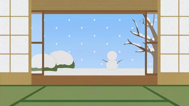 Japanese winter porch background_1920×1080, rim side, court, winter, JPG and PNG