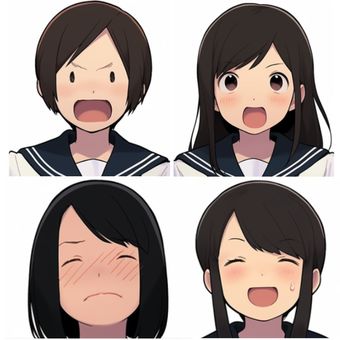 表情別の女子高生アイコン用画像4個セット