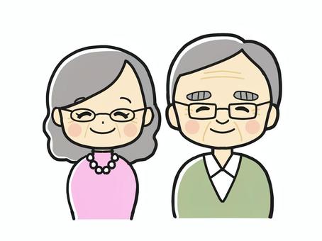 おじいちゃんとおばあちゃん おじいちゃん,おばあちゃん,メガネ,眼鏡,敬老の日,敬老,微笑む,笑顔,じいじ,ばあばのイラスト素材