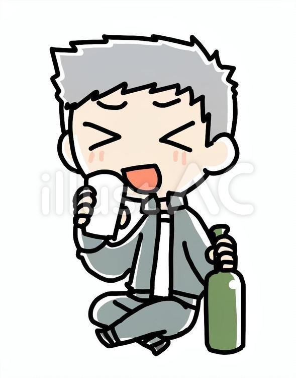 笑ってお酒を飲むおじいさん おじいさん,笑顔,お酒のイラスト素材