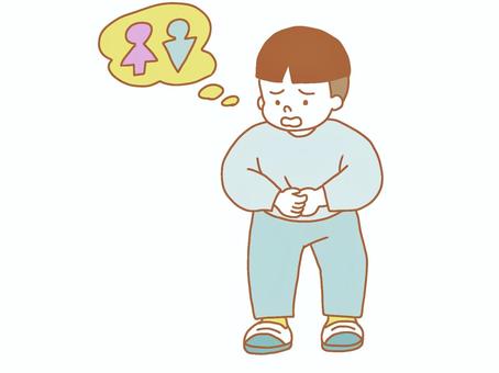 トイレに行きたい男の子 トイレ,便所,お腹,痛い,便意,尿意,我慢,子供,男の子,かわいいのイラスト素材