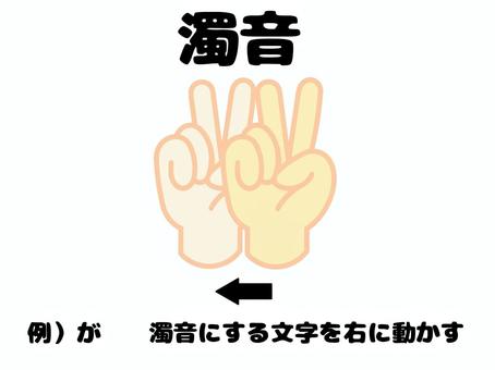 ゆび文字 指,文字,濁音,が,例,手,右手,人,コミュニケーション,会話のイラスト素材