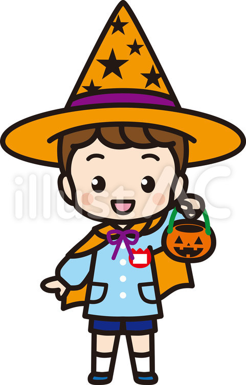 ハロウィン仮装の幼稚園児男の子 ハロウィン,男の子,男児のイラスト素材