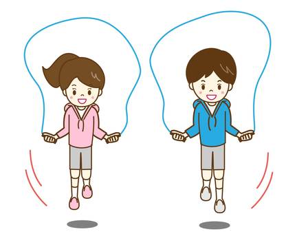 縄跳び8 縄跳び,縄,飛ぶ,ジャンプ,スポーツ,影,笑顔,頑張る,跳躍,トレーニングウェアのイラスト素材