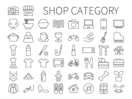 Shop category icon set, toko, departemen toko, shopping, JPG, PNG and EPS