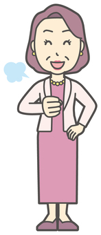  お金持ちマダム-135-全身 おばさん,自信,中年,女性,富裕層,マダム,裕福,お金持ち,ミセス,おばちゃんのイラスト素材