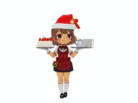 クリスマスケーキサンタコスプレカフェ店員 クリスマス,クリスマスケーキ,苺,いちご,イチゴ,ケーキ,スィーツ,スイーツ,サンタ,サンタクロースのイラスト素材