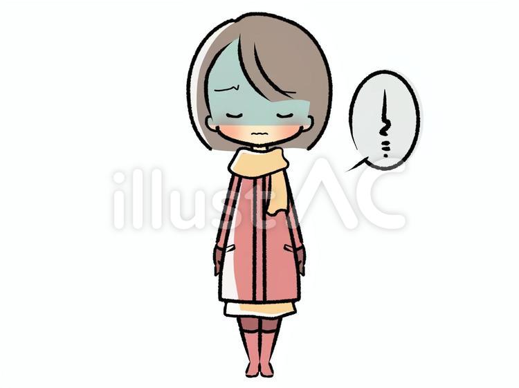 冬服女性-我慢-全身211119 女性,我慢,防寒着のイラスト素材