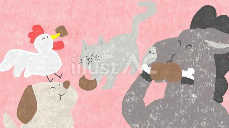 ブレーメンの音楽隊の世界♪page8 かわいい,犬,ねこのイラスト素材