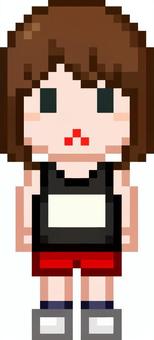 ドット絵の陸上部の女性です。 ドット絵,陸上部,シンプル,部活,クラブ,スポーツ,サークル,ランナー,トラック,スタートダッシュのイラスト素材