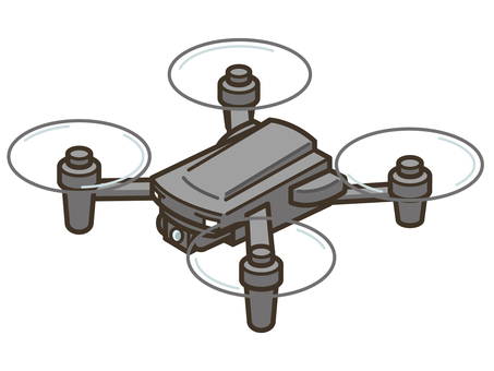 ドローン_04 小型ドローン,ドローン,無人機,空撮,クワッドコプター,ラジコン,飛行,技術,監視,送信のイラスト素材