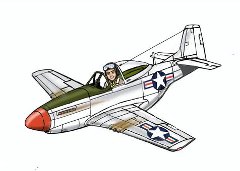 飛行機（p-51dムスタング） 飛行機,戦闘機,p-51d,スタング,アメリカ陸軍機,第二次世界大戦,大平洋戦線,ヨーロッパ戦線,太平洋戦争のイラスト素材