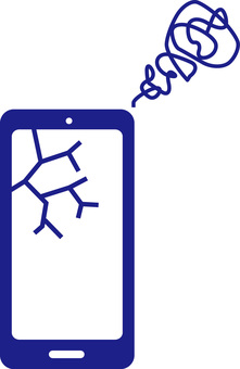 スマホヒビ　 スマホ,携帯,画面,ヒビ,壊れる,デフォルメ,紺のイラスト素材