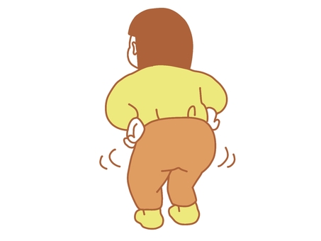 おしりをプリプリさせる女の子 おしり,尻,プリプリ,フリフリ,かわいい,子供,女の子,シンプル,手描き,後ろ姿のイラスト素材