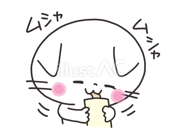 おやつを食べる猫 猫,食事,笑顔のイラスト素材