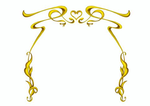 金のエレガンスフレーム2025①白背景 エレガント,フレーム,飾り枠,クラシック,デコレーション,イラスト,手描き,水彩,ゴールド,葉のイラスト素材