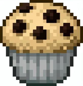 ドット絵のチョコチップ蒸しパンです。 ドット絵,蒸しパン,シンプル,スイーツ,和菓子,蒸し菓子,おやつ,ふんわり,もっちり,食べ物のイラスト素材