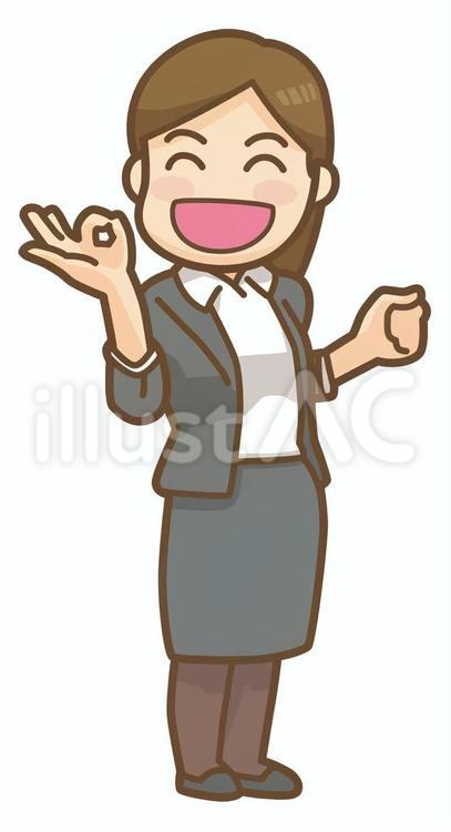 OKサインを出す女性 案内,ビジネス,受付のイラスト素材