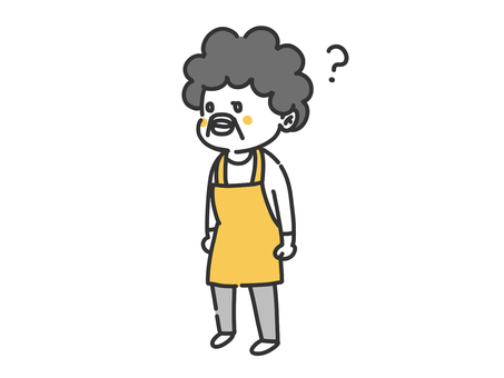 きょとーんとするおばちゃん 女性,中年,中高年,50代,60代,おばちゃん,母,主婦,エプロン,はてなのイラスト素材