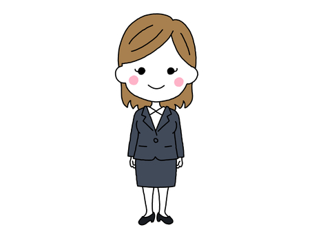 若い女性（全身） 女性,若者,全身,笑顔,立つ,シンプル,線画,手描き,ビジネスのイラスト素材