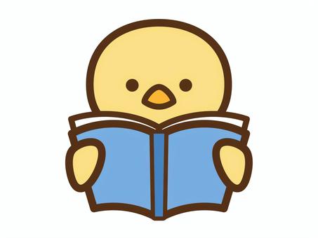 どうぶつ_本を読む_ひよこ 動物,ひよこ,かわいい,シンプル,アイコン,セット,本,読む,読書,勉強のイラスト素材