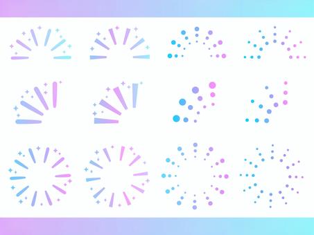 集中線セット3-1 集中線,セット,グラデーション,ポップ,かわいい,透明感,キラキラ,ドット,円,ハーフのイラスト素材