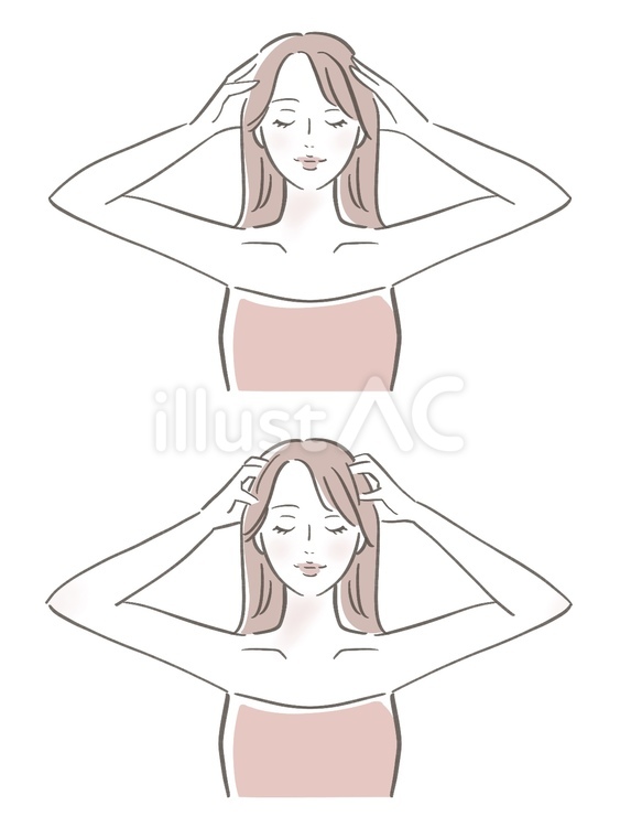 頭皮マッサージをする女性 女性,美容,人物のイラスト素材