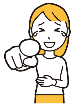  ロングヘア女性(黄)-146-バスト 指さす,女性,女の子,人物,かわいい,指名,人差指,指す,指摘,強調のイラスト素材