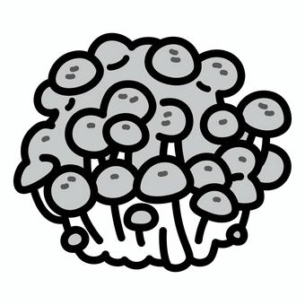ぶなしめじ　白黒 ぶなしめじ,しめじ,白黒,茸,食べ物,野菜,食材,シメジのイラスト素材