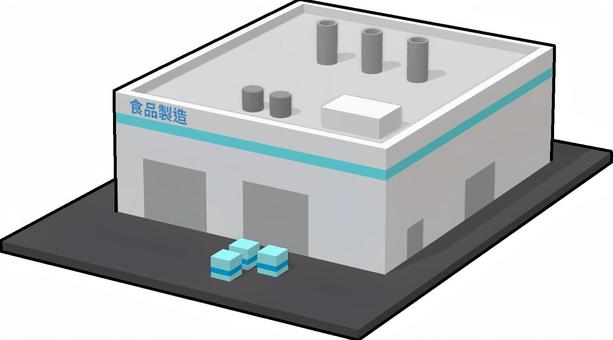 食品工場 建物,ビル,工場,食品工場,食品加工,製造業,煙突,3dcg,立体,デフォルメのイラスト素材