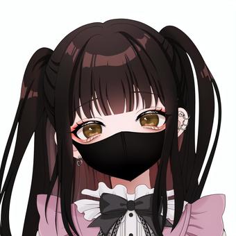 地雷系少女・黒髪黒マスク コスプレ,女子,女の子,美少女,萌え,アイコン,かわいい,萌え系,キャラ,地雷系のイラスト素材